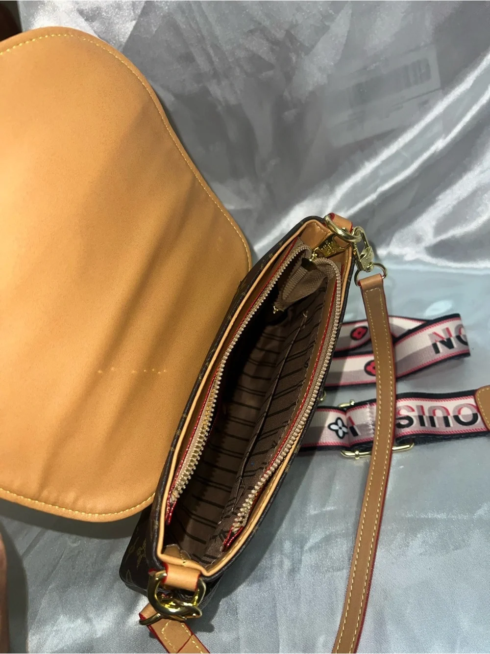 Inspired Designer Monogram Brown Leather Shoulder Bag